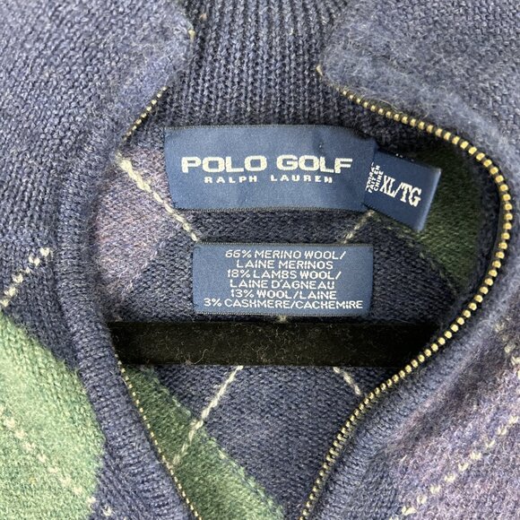 POLO GOLF RALPH LAUREN MERINO WOOL CASHMERE Knit PULLOVER Sweater 1/4 Zip MEN XL - Picture 2 of 10